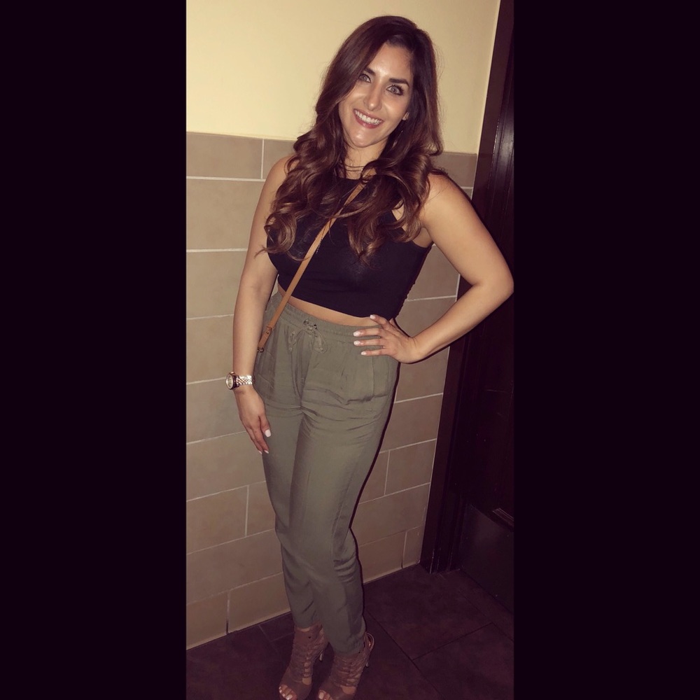 Olive green high waist trousers